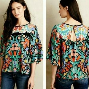 Anthropologie Maeve Floral Blouse EUC
